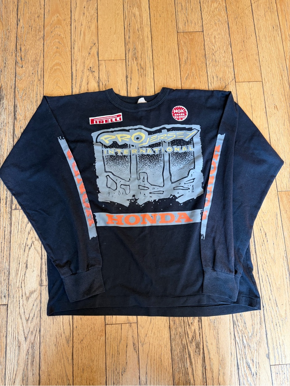 Vtg 90s Pro Jersey International Honda Motocross Long Sleeve Tee - Large